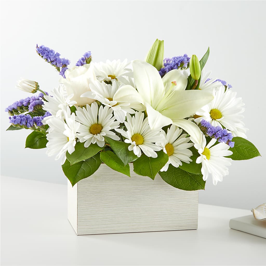 Beyond Blue Box Bouquet – Flower Garden Florist, Fort Worth TX