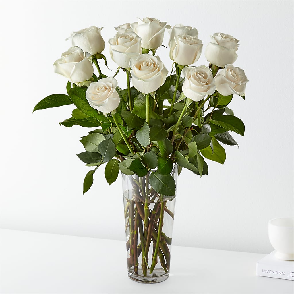 Long Stem White Rose Bouquet – Flower Garden Florist, Fort Worth TX
