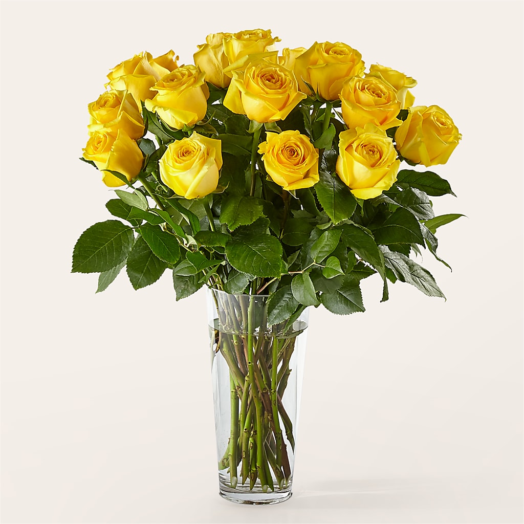 Long Stem Yellow Rose Bouquet – Flower Garden Florist, Fort Worth TX