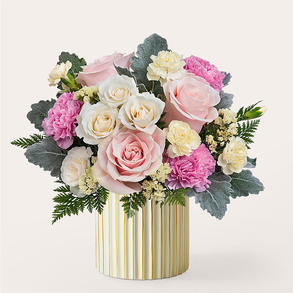 Blissful Moments Bouquet with Ivory Vase – Flower Garden Florist, Fort Worth TX