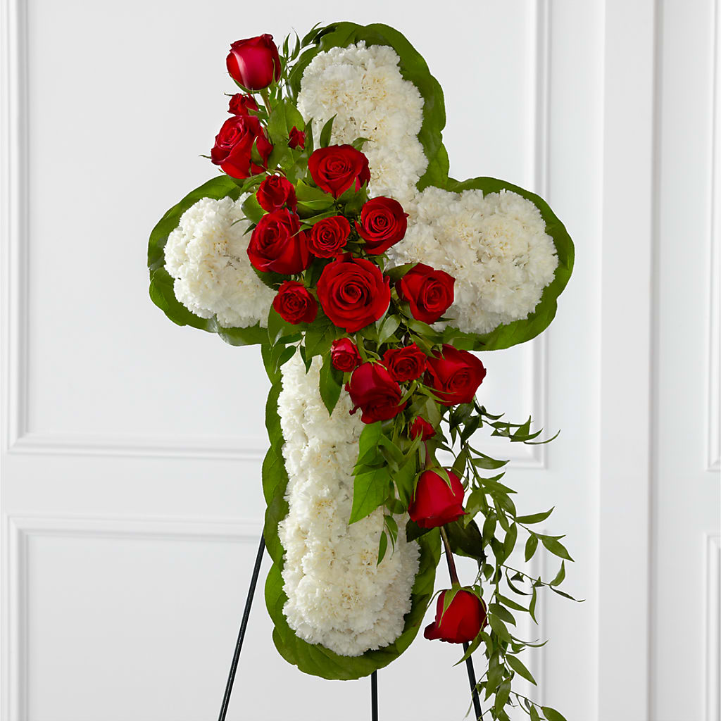 Floral Cross Easel – Flower Garden Florist, Fort Worth TX