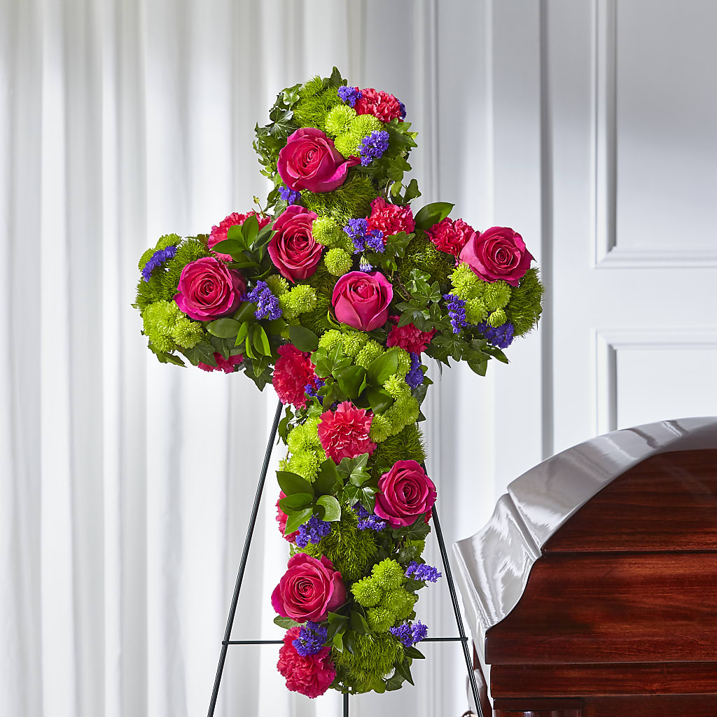 Tribute Rose Floral Cross – Flower Garden Florist, Fort Worth TX