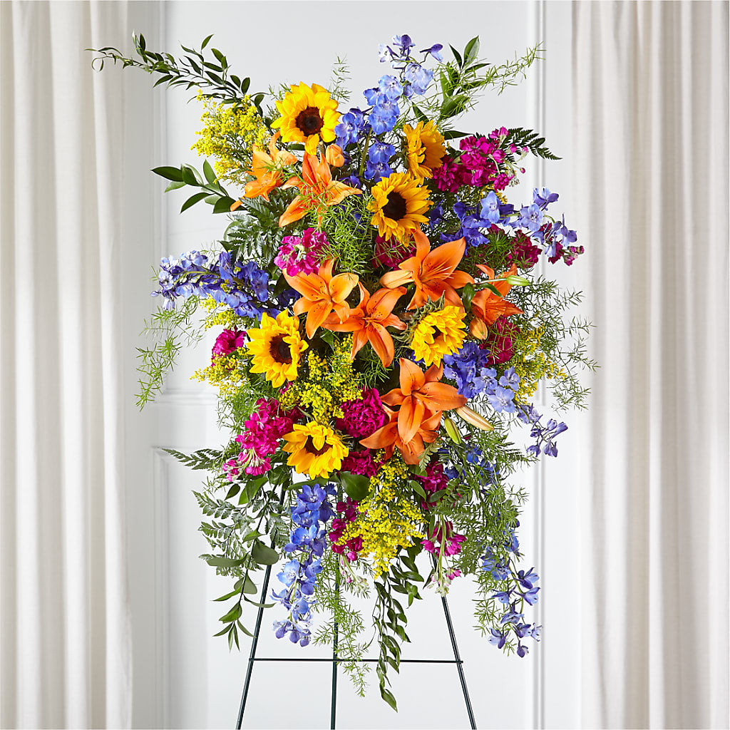 Sunlit Memories Standing Spray (Standard) – Flower Garden Florist, Fort Worth TX