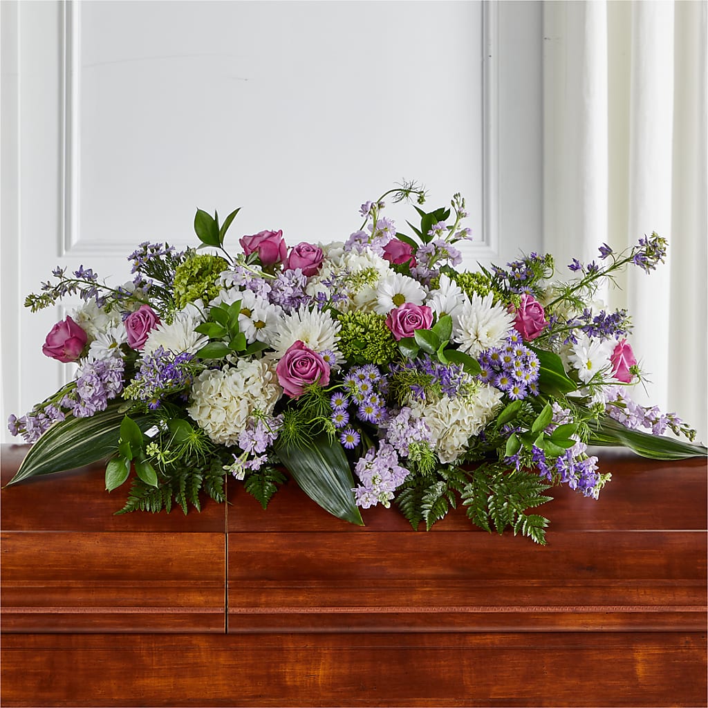Meadows of Serenity Casket Spray – Flower Garden Florist, Fort Worth TX