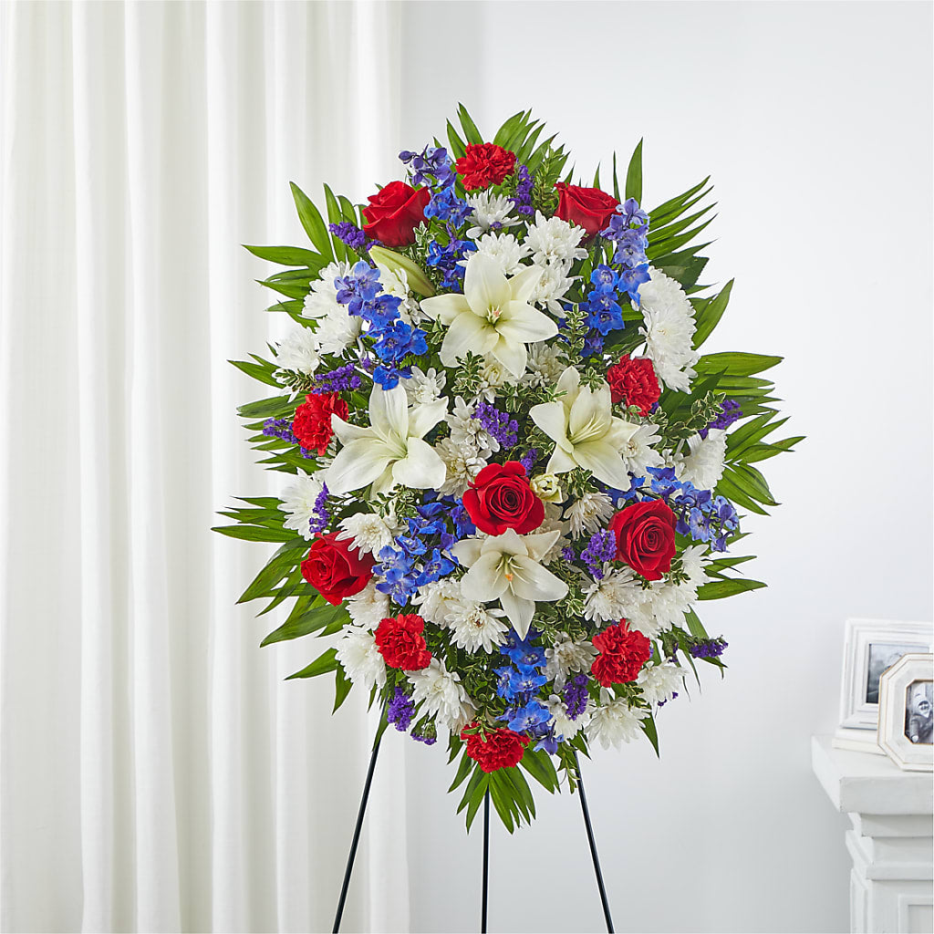 Cherished Service Standing Spray – Flower Garden Florist, Fort Worth TX