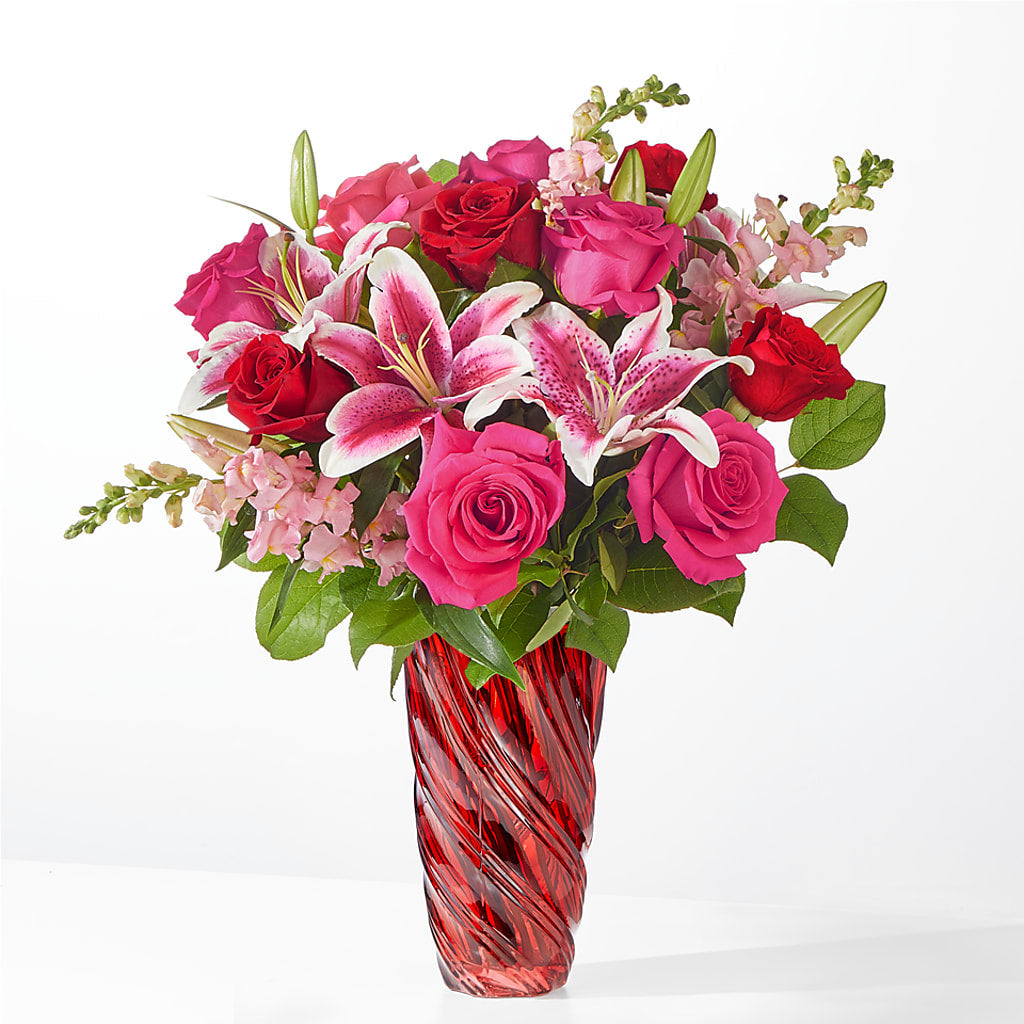 Always You Bouquet with Luxe Swirl Vase – Flower Garden Florist, Fort Worth TX