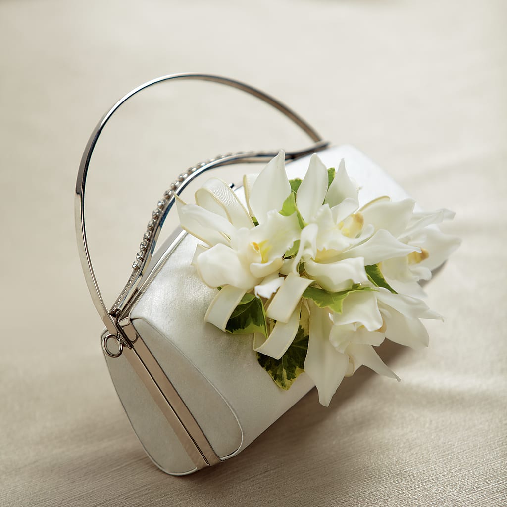 White Purse Decor – Flower Garden Florist, Fort Worth TX