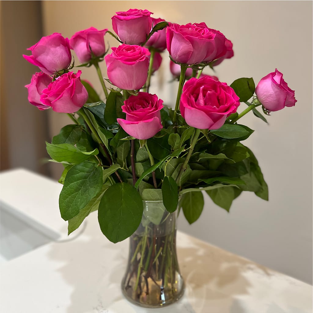 Long Stem Pink Rose Bouquet –  Flower Garden Florist, Fort Worth TX