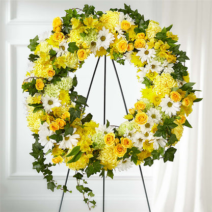 Golden Remembrance Wreath –  Flower Garden Florist, Fort Worth TX