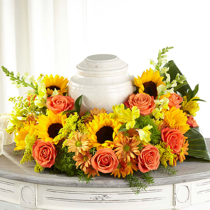 Faithful Sunflower Cremation Adornment –  Flower Garden Florist, Fort Worth TX