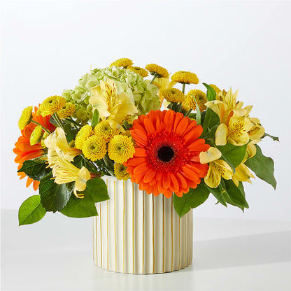Autumn Sunshine Bouquet with Ivory Vase –  Flower Garden Florist, Fort Worth TX