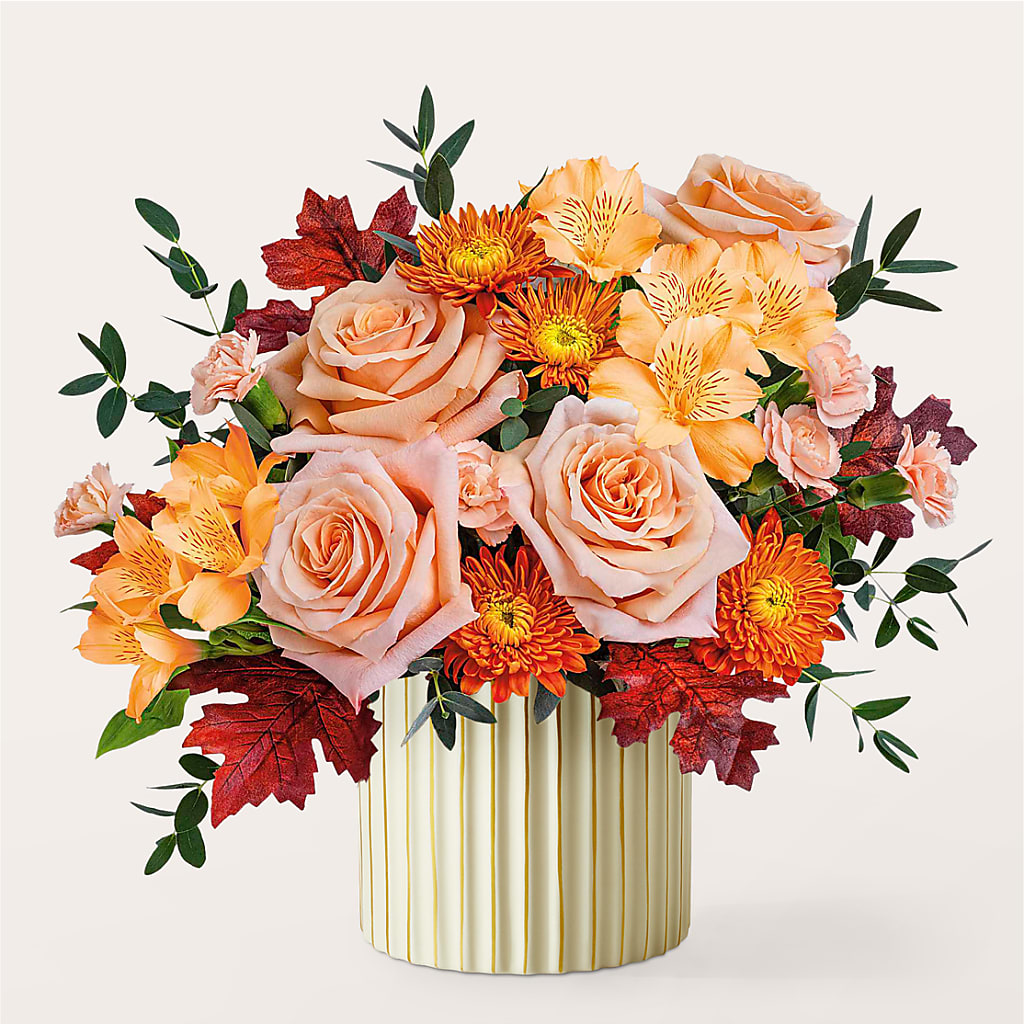 Spiced Latte Bouquet with Ivory Vase –  Flower Garden Florist, Fort Worth TX
