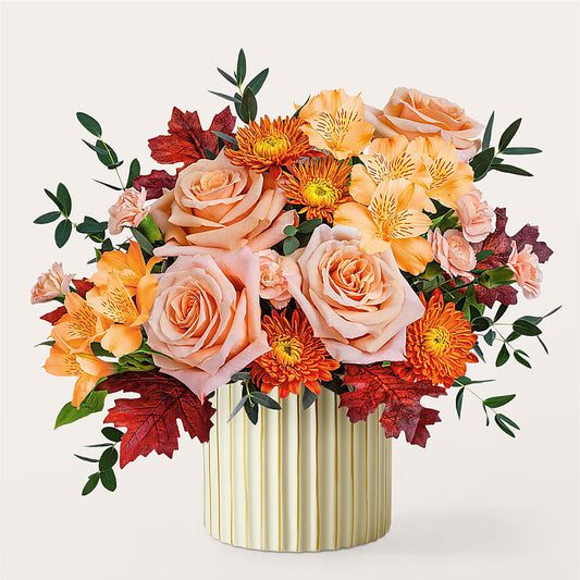 Spiced Latte Bouquet with Ivory Vase –  Flower Garden Florist, Fort Worth TX
