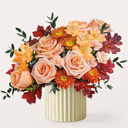 Spiced Latte Bouquet with Ivory Vase –  Flower Garden Florist, Fort Worth TX