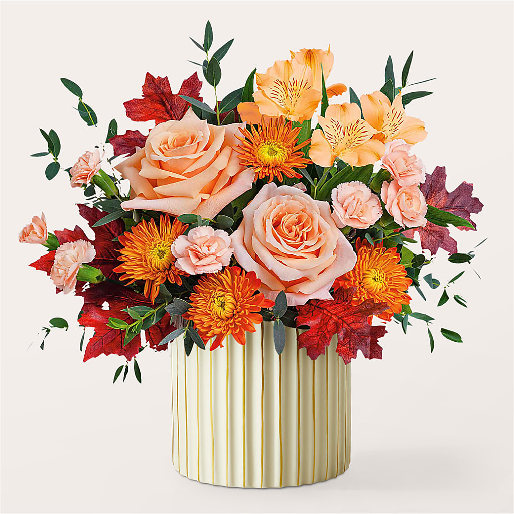 Spiced Latte Bouquet with Ivory Vase –  Flower Garden Florist, Fort Worth TX