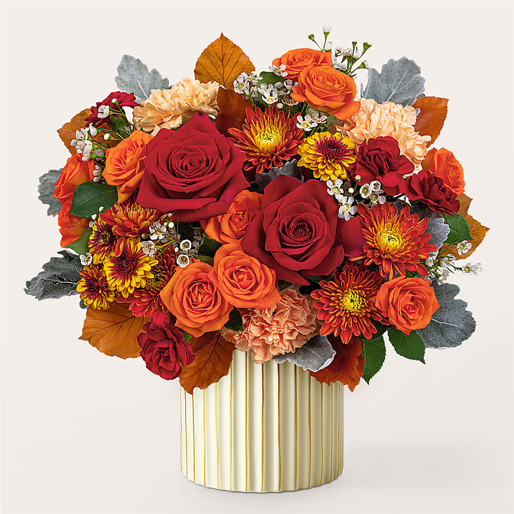 Merlot Bouquet with Ivory Vase –  Flower Garden Florist, Fort Worth TX