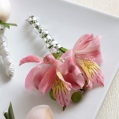Pink Peruvian Lily Boutonniere –  Flower Garden Florist, Fort Worth TX